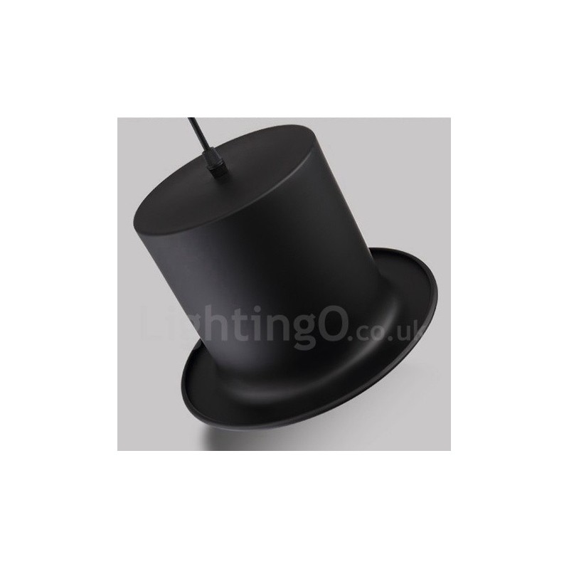 Lampada a sospensione vintage retrò a cappello in metallo nero 1 luce