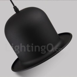 Lampada a sospensione vintage retrò a cappello in metallo nero 1 luce
