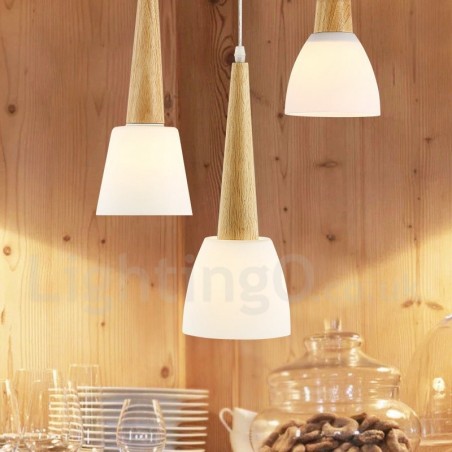 Lampada a sospensione rustica in legno e vetro