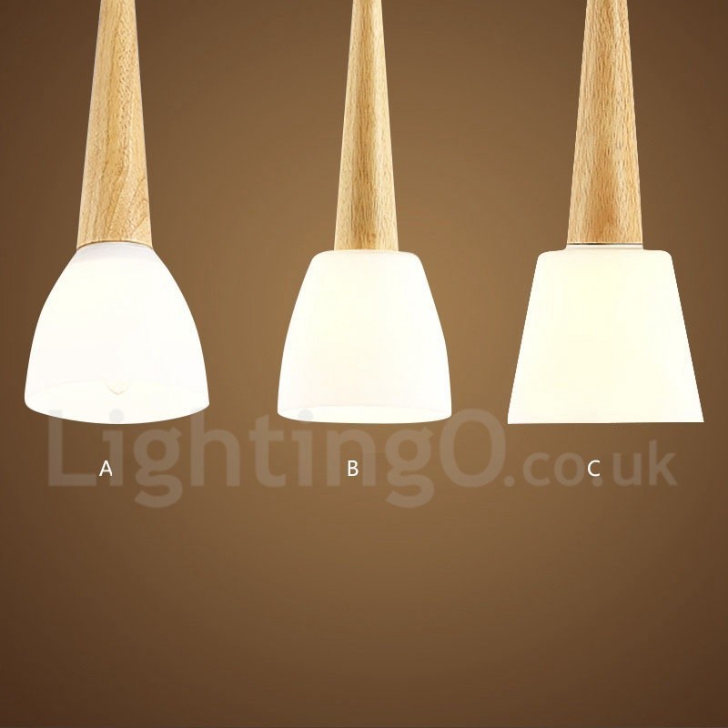 Lampada a sospensione rustica in legno e vetro