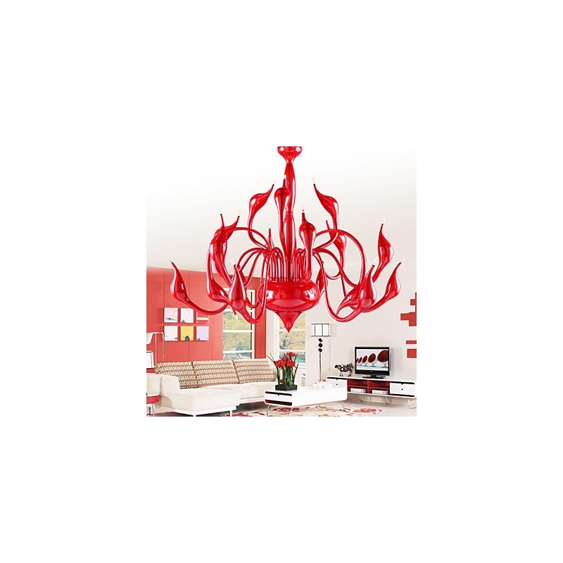 Lampadario moderno 18 luci G4 dipinto rosso
