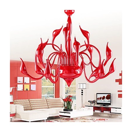 Lampadario moderno 18 luci G4 dipinto rosso