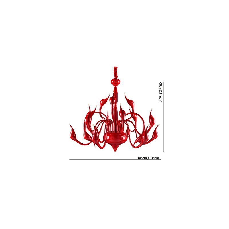 Lampadario moderno 18 luci G4 dipinto rosso