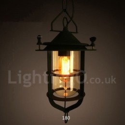 Lampada a sospensione vintage retrò in metallo 1 luce