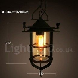 Lampada a sospensione vintage retrò in metallo 1 luce