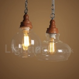 Lampada a sospensione vintage retrò con paralume in vetro