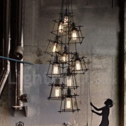 Lampada a sospensione vintage retrò in metallo, 1 luce, cavo regolabile 20 cm