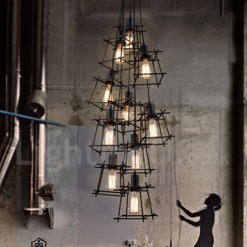 Lampada a sospensione vintage retrò in metallo, 1 luce, cavo regolabile 20 cm