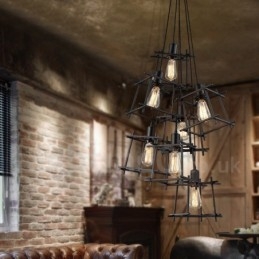 Lampada a sospensione vintage retrò in metallo, 1 luce, cavo regolabile 20 cm