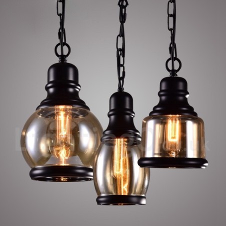 Lampada a sospensione vintage con paralume in vetro