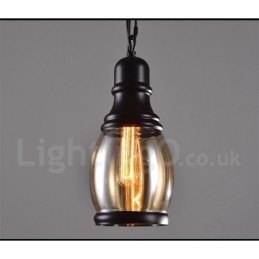 Lampada a sospensione vintage con paralume in vetro