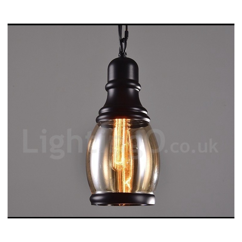 Lampada a sospensione vintage con paralume in vetro