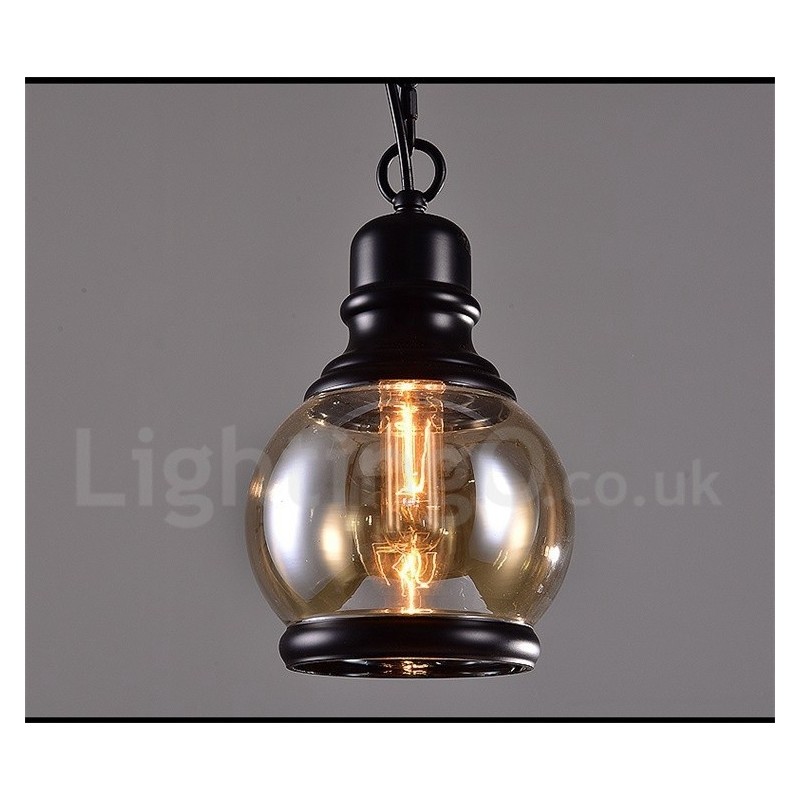Lampada a sospensione vintage con paralume in vetro