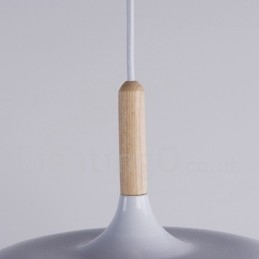 Lampada a sospensione moderna in legno e metallo, 1 luce, paralume in metallo, 32 cm