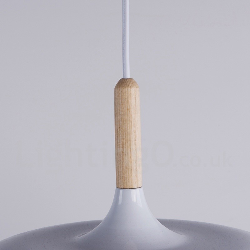 Lampada a sospensione moderna in legno e metallo, 1 luce, paralume in metallo, 32 cm