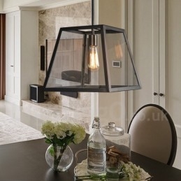 Lampada a sospensione vintage in metallo e vetro