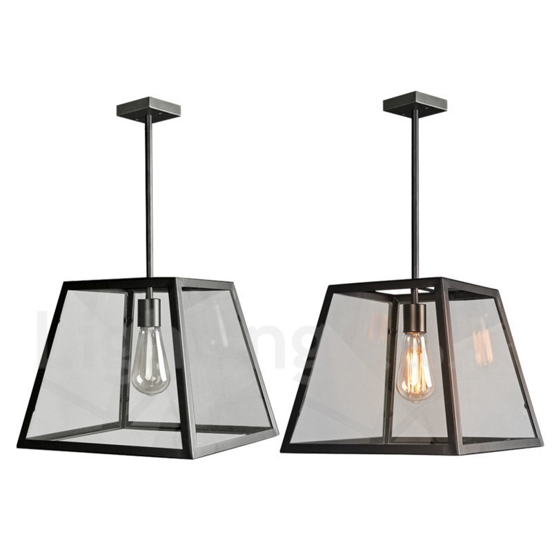 Lampada a sospensione vintage in metallo e vetro
