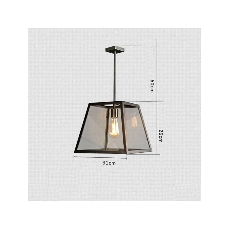 Lampada a sospensione vintage in metallo e vetro