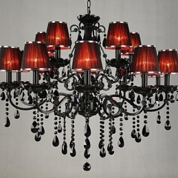 Lampadario moderno contemporaneo in cristallo 15 luci rosso