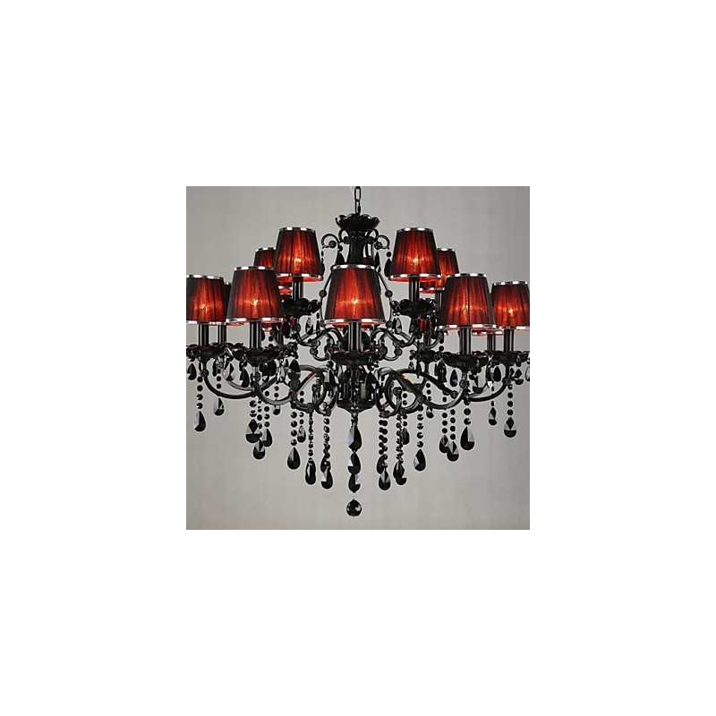 Lampadario moderno contemporaneo in cristallo 15 luci rosso