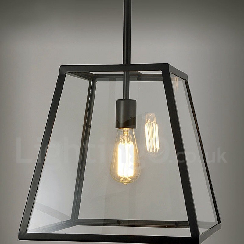 Lampada a sospensione vintage in metallo e vetro