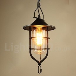 Lampada a sospensione vintage in metallo e vetro