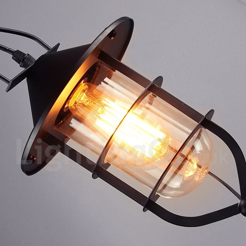 Lampada a sospensione vintage in metallo e vetro