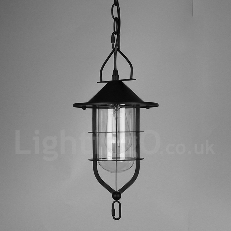 Lampada a sospensione vintage in metallo e vetro