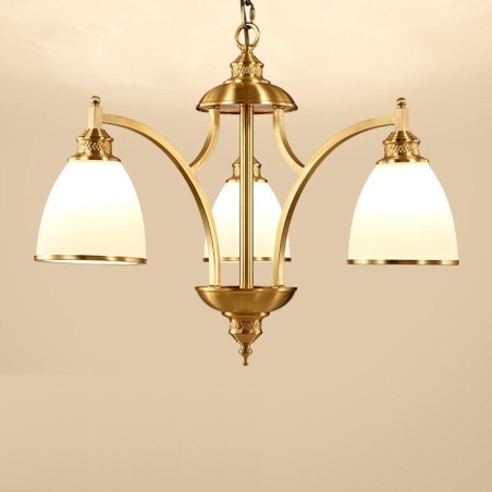 Lampadario rustico Lodge in rame e metallo con LED integrato, 3 luci, 68x47 cm
