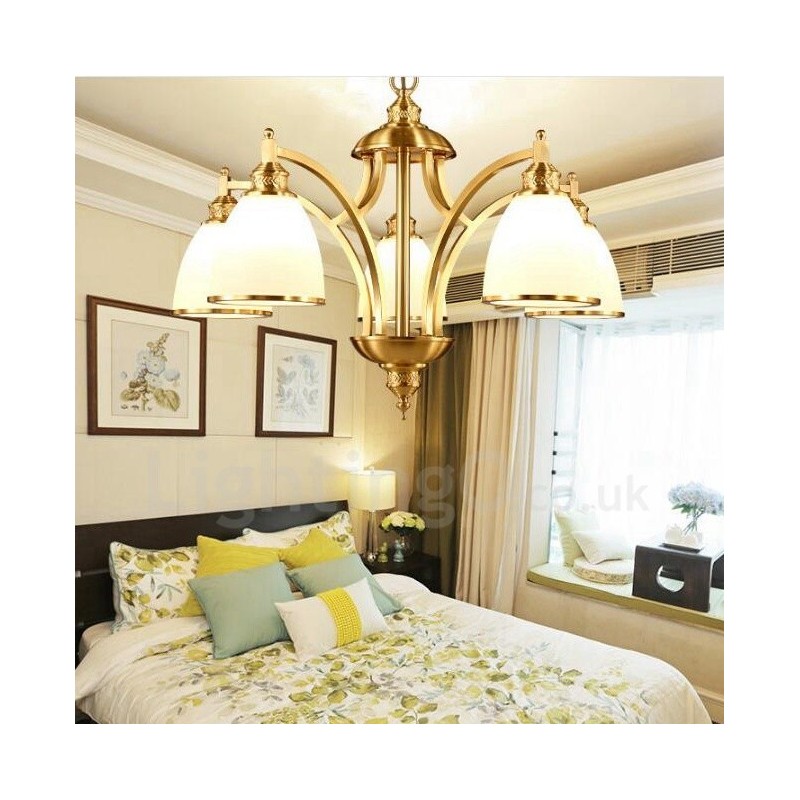 Lampadario rustico Lodge in rame e metallo 5 luci LED integrato 68x50 cm