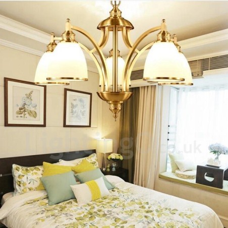 Lampadario rustico Lodge in rame e metallo 5 luci LED integrato 68x50 cm