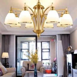 Lampadario rustico Lodge in rame e metallo con LED integrato 8 luci 85x50 cm
