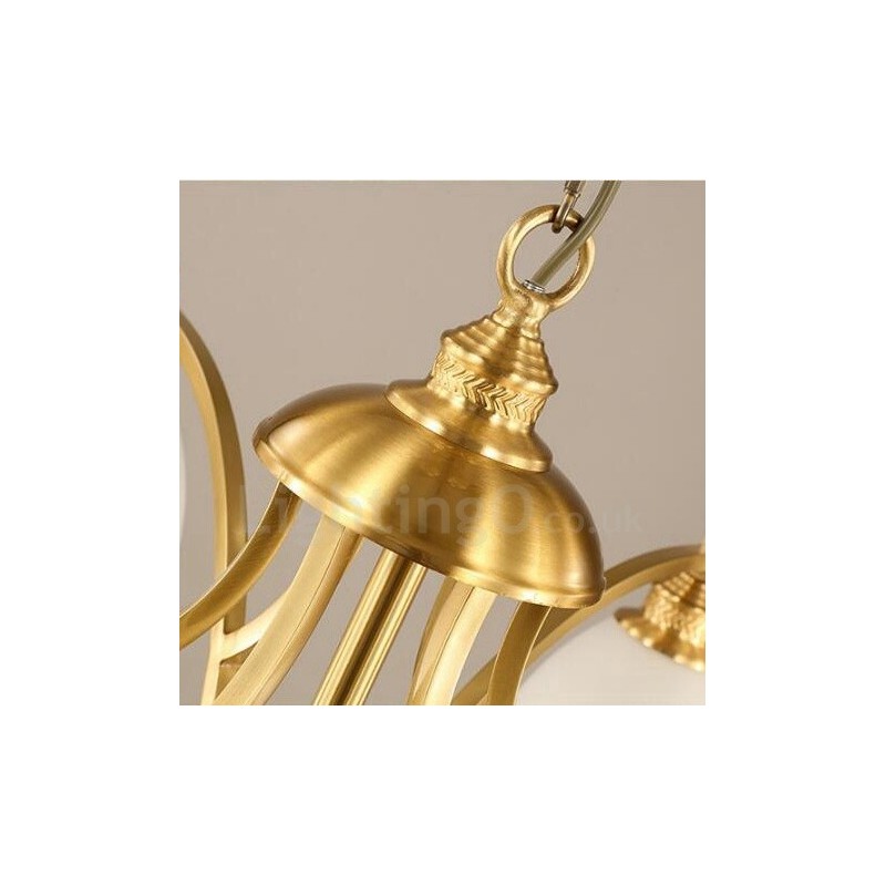 Lampadario rustico Lodge in rame e metallo con LED integrato 8 luci 85x50 cm
