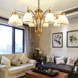 Lampadario rustico in rame e metallo con LED integrato 10 luci 105x60 cm