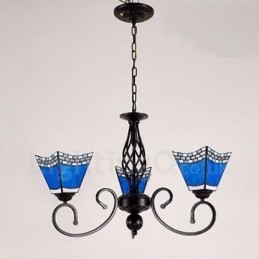 Lampadario mediterraneo in metallo con LED integrato 3 luci 60 x 41 cm