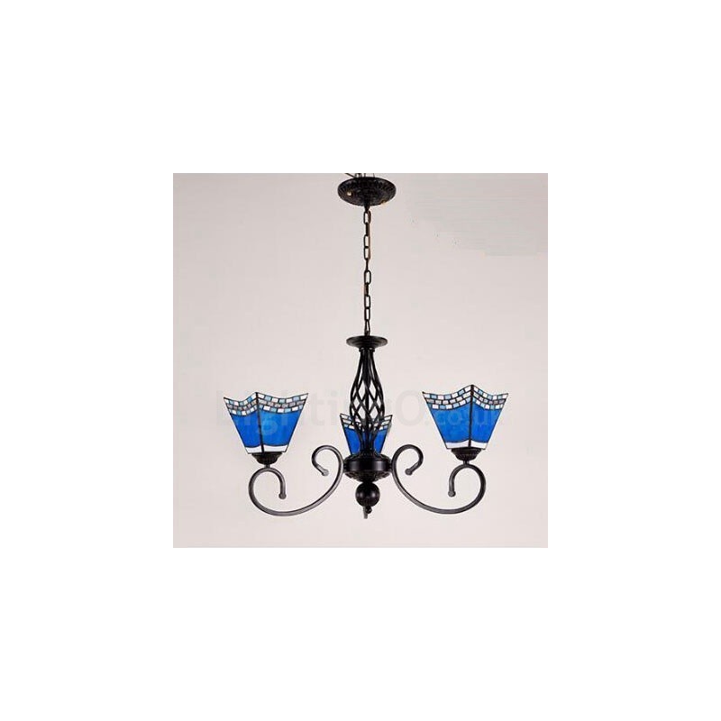 Lampadario mediterraneo in metallo con LED integrato 3 luci 60 x 41 cm