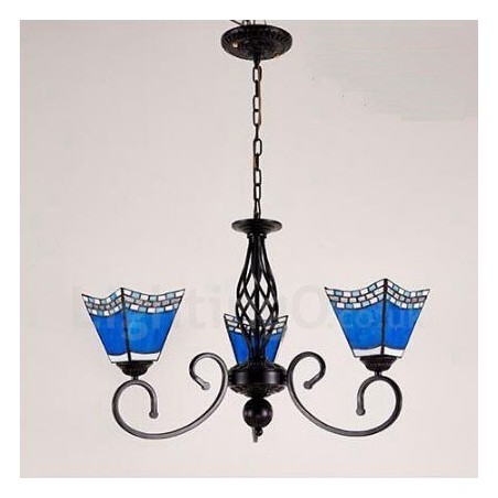 Lampadario mediterraneo in metallo con LED integrato 3 luci 60 x 41 cm