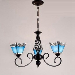 Lampadario mediterraneo in metallo con LED integrato 3 luci 60 x 41 cm