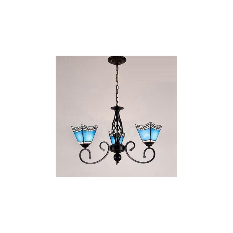 Lampadario mediterraneo in metallo con LED integrato 3 luci 60 x 41 cm