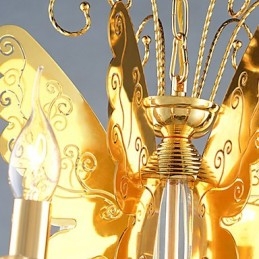 Lampadario moderno contemporaneo in metallo e cristallo dorato
