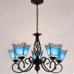 Lampadario mediterraneo in metallo con LED integrato 5 luci 60 x 41 cm