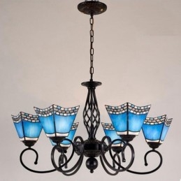 Lampadario mediterraneo a 6 luci con LED integrato in metallo 68 x 41 cm