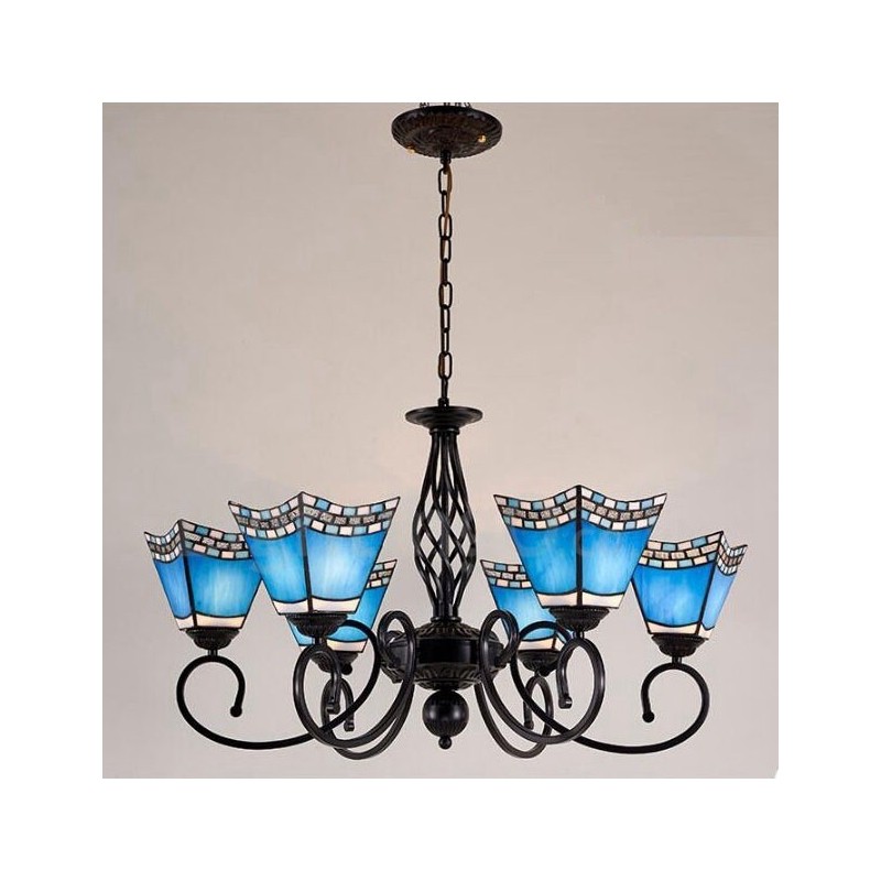 Lampadario mediterraneo a 6 luci con LED integrato in metallo 68 x 41 cm