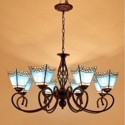 Lampadario mediterraneo in metallo con LED integrato 8 luci 80 x 41 cm