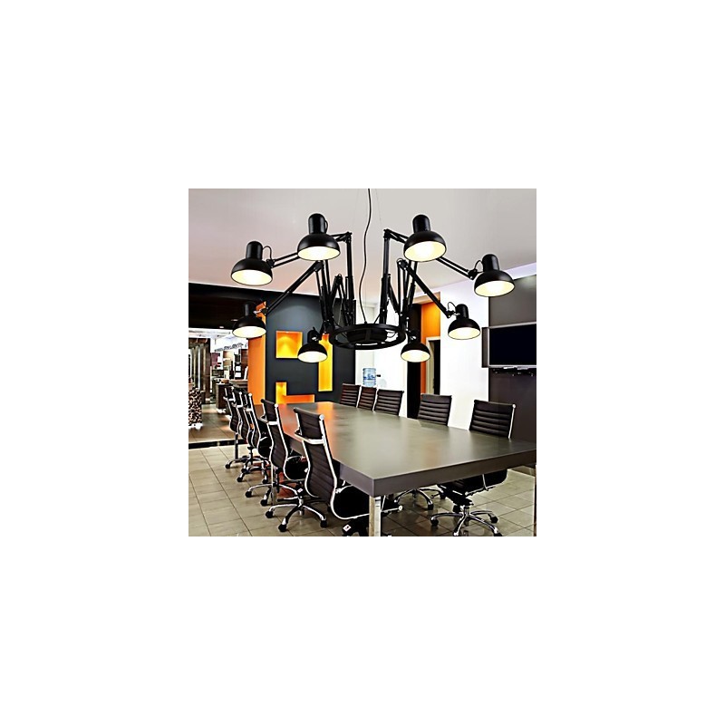 Lampadario mini moderno contemporaneo in metallo, 3 luci E26/E27, nero