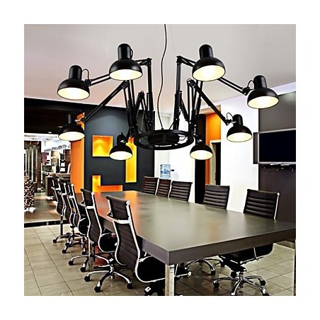 Lampadario mini moderno contemporaneo in metallo, 3 luci E26/E27, nero