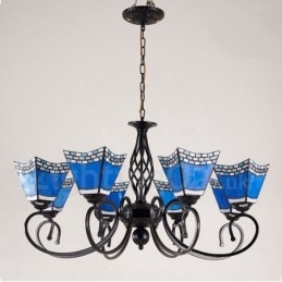 Lampadario mediterraneo in metallo con LED integrato 8 luci 80 x 41 cm
