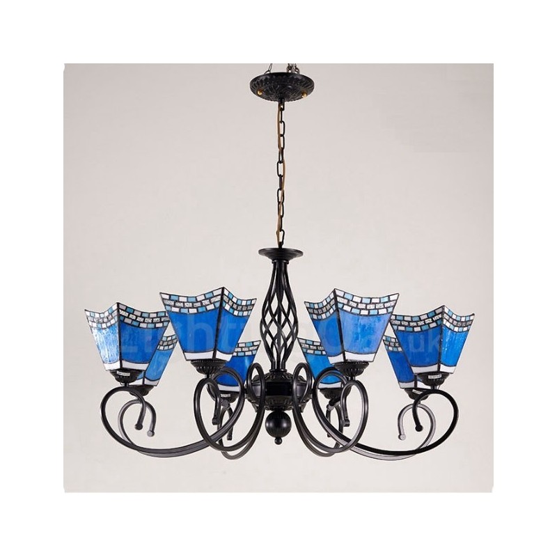 Lampadario mediterraneo in metallo con LED integrato 8 luci 80 x 41 cm