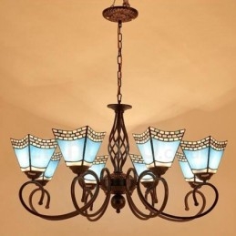 Lampadario mediterraneo in metallo con LED integrato 8 luci 80 x 41 cm