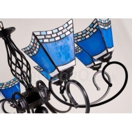 Lampadario mediterraneo in metallo con LED integrato 8 luci 80 x 41 cm